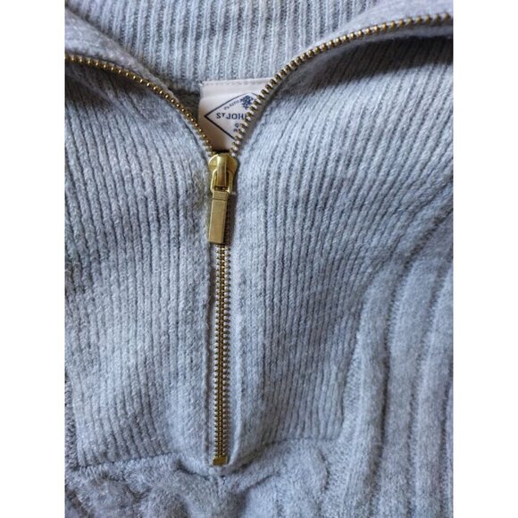 St. John's Bay Women's Gray Cable Knit Half-Zip Sweater S Polyester/Spandex. - Picture 5 of 7